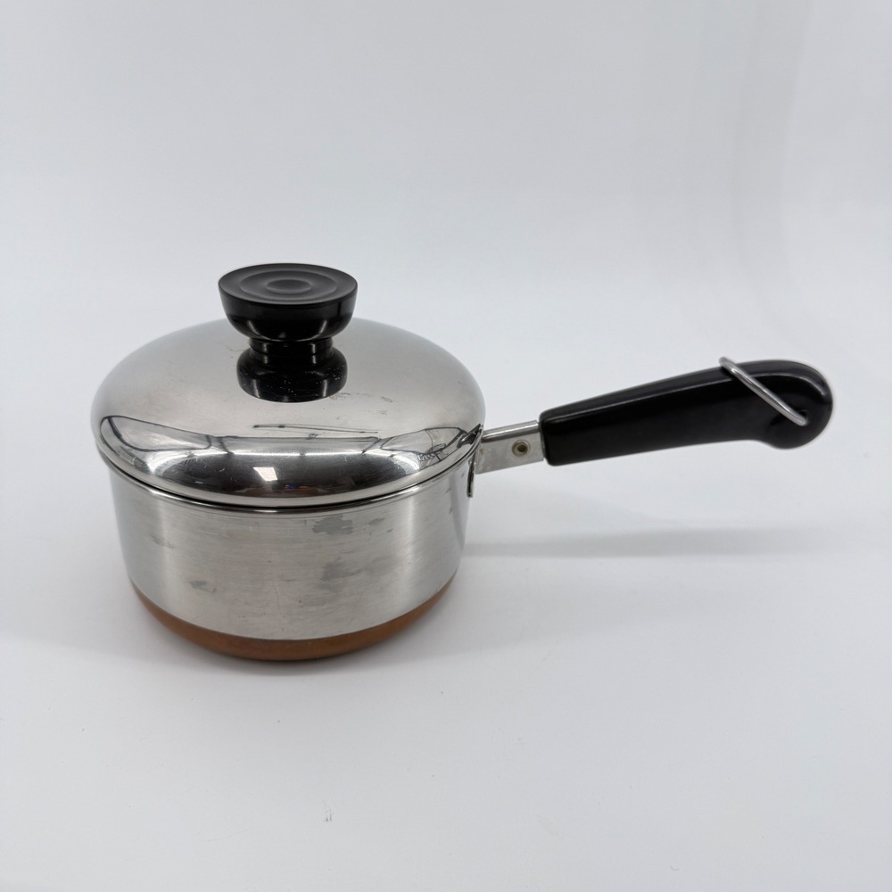 Revere Ware Saucepan Copper Bottom Stainless Steel Silver 3/4 Qt 1983 Vintage